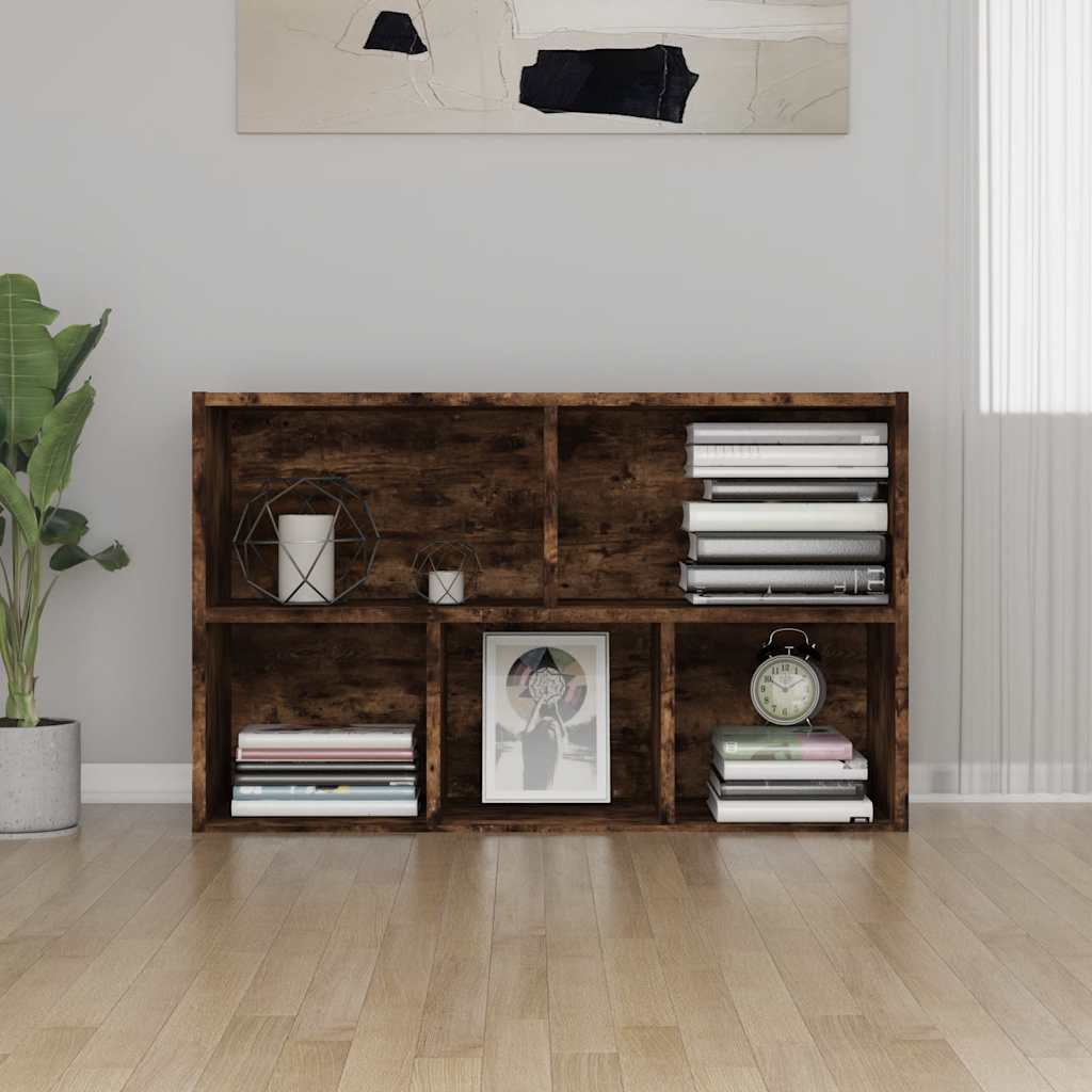 füstös tölgy színű szerelt fa könyv-/tálalószekrény 50x25x80 cm