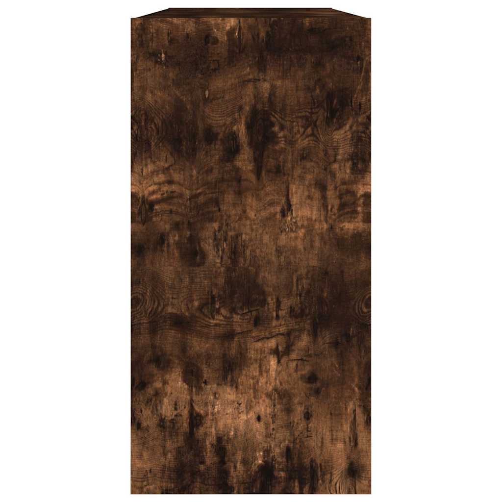 füstös tölgy színű szerelt fa könyv-/tálalószekrény 50x25x80 cm