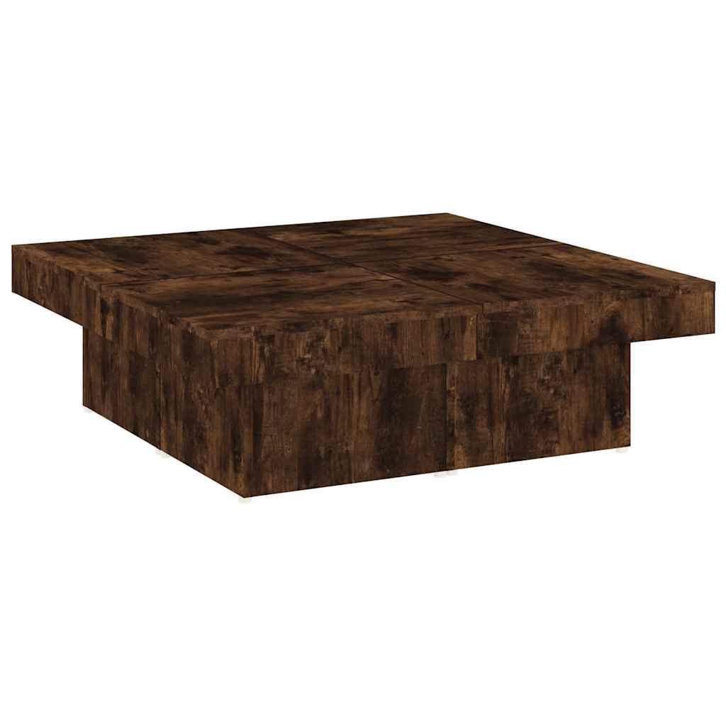 füstös tölgy színű szerelt fa dohányzóasztal 90x90x28 cm