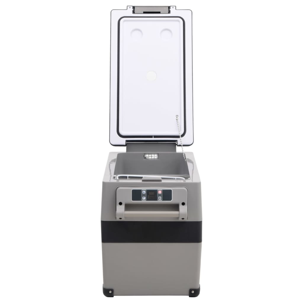 fekete-szürke PP-PE hűtőláda fogantyúval és adapterrel 55 L