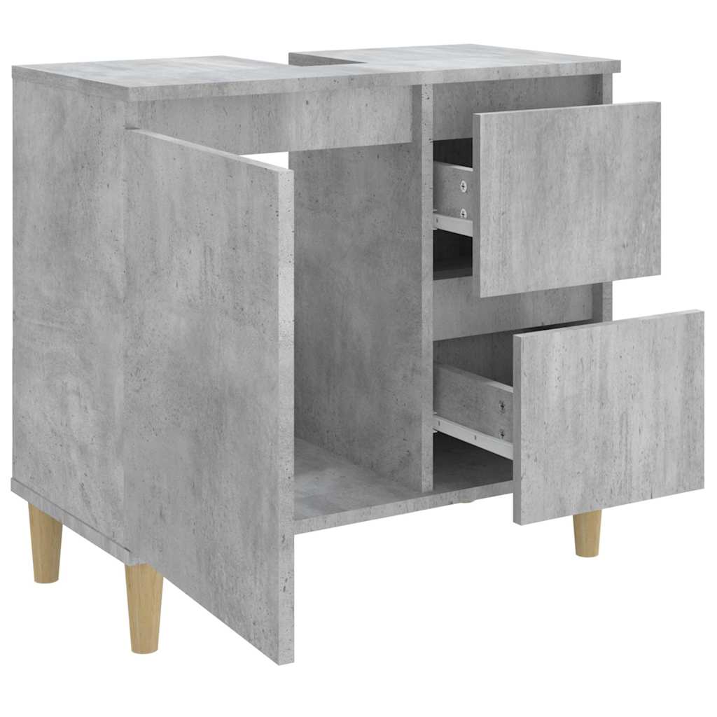 betonszürke szerelt fa fürdőszobaszekrény 65 x 33 x 60 cm