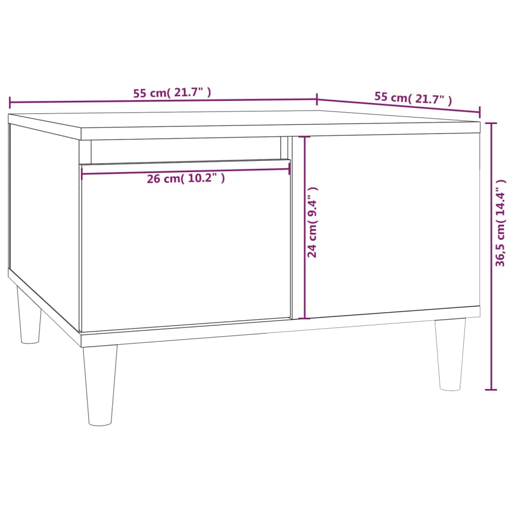 fekete szerelt fa dohányzóasztal 55x55x36,5 cm