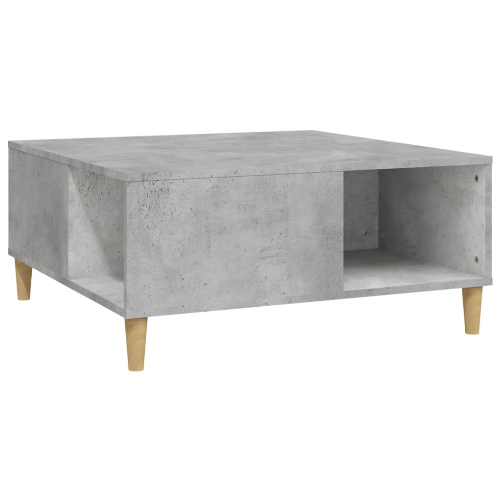 betonszürke szerelt fa dohányzóasztal 80x80x36,5 cm