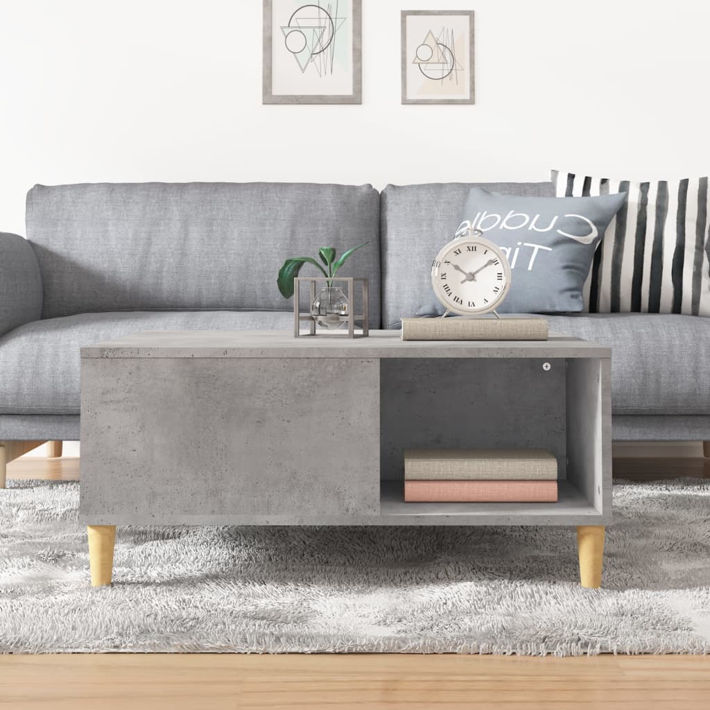 betonszürke szerelt fa dohányzóasztal 80x80x36,5 cm