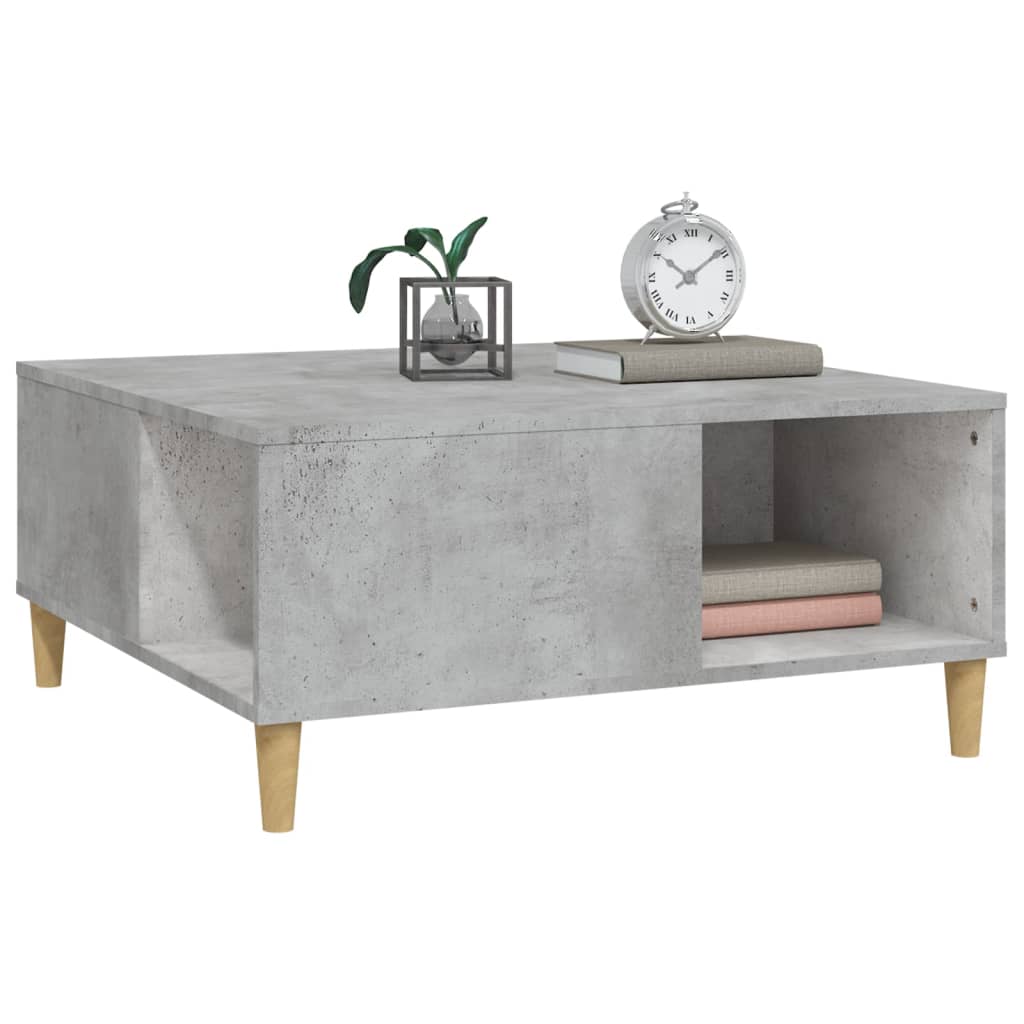betonszürke szerelt fa dohányzóasztal 80x80x36,5 cm