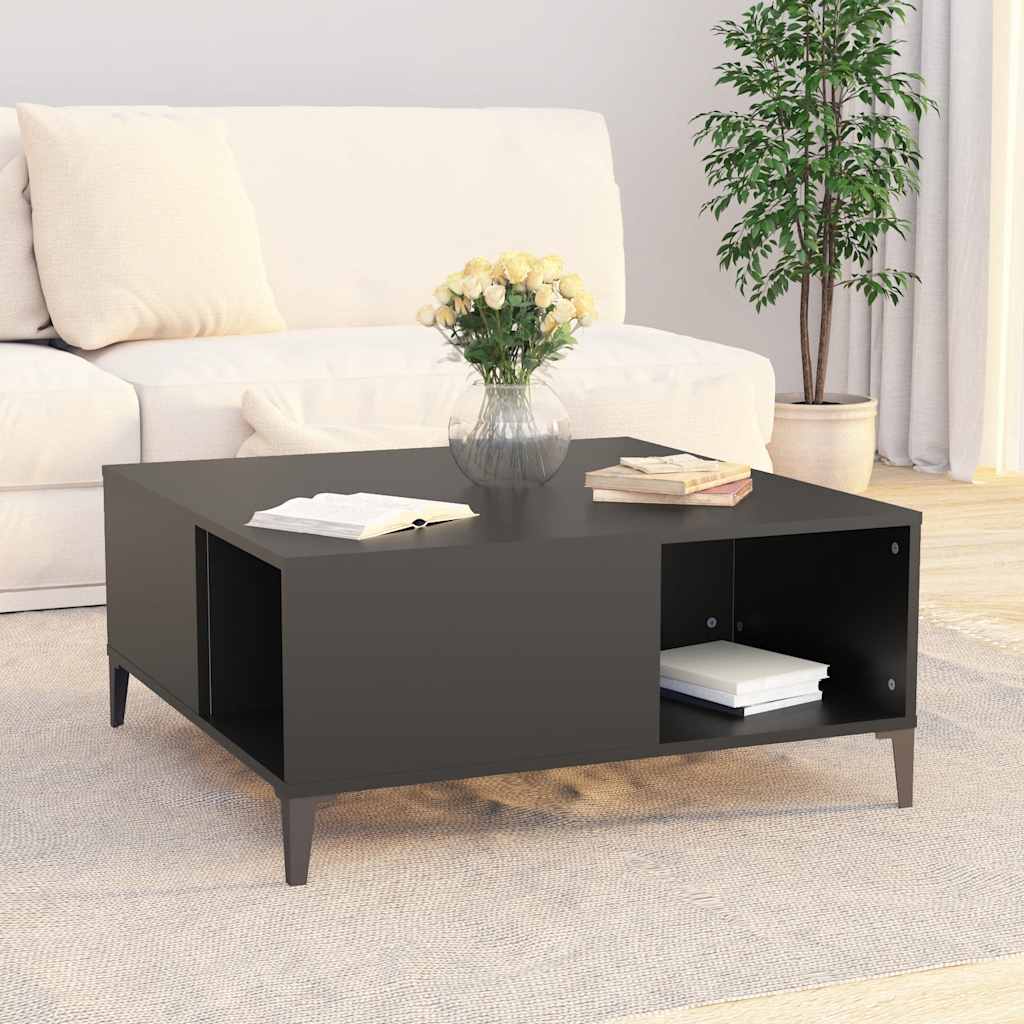 fekete szerelt fa dohányzóasztal 80x80x36,5 cm