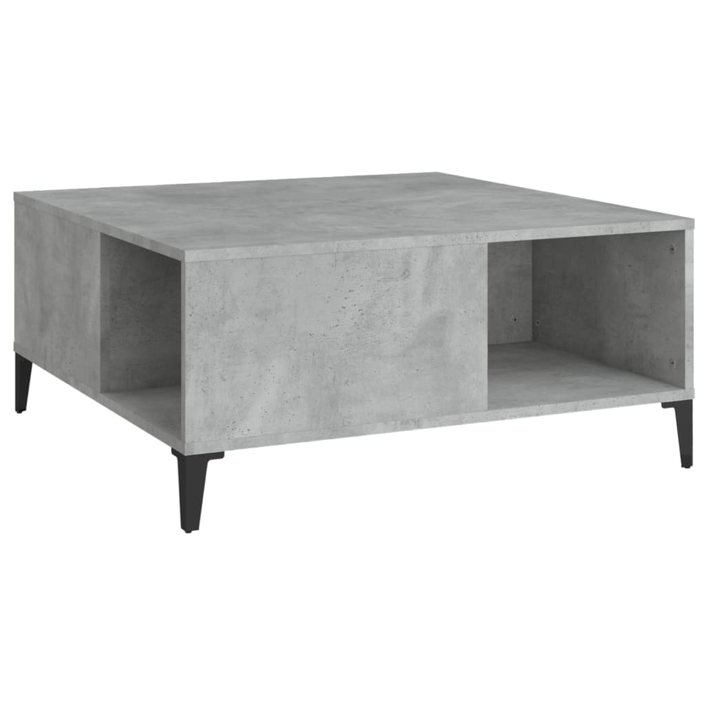 betonszürke szerelt fa dohányzóasztal 80x80x36,5 cm