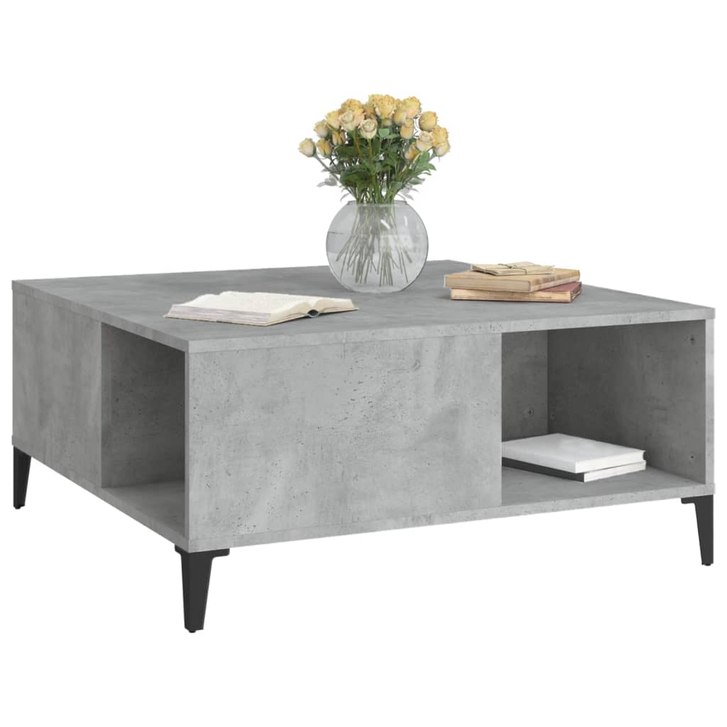 betonszürke szerelt fa dohányzóasztal 80x80x36,5 cm