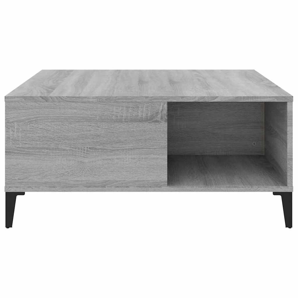szürke sonoma színű szerelt fa dohányzóasztal 80 x 80 x 36,5 cm