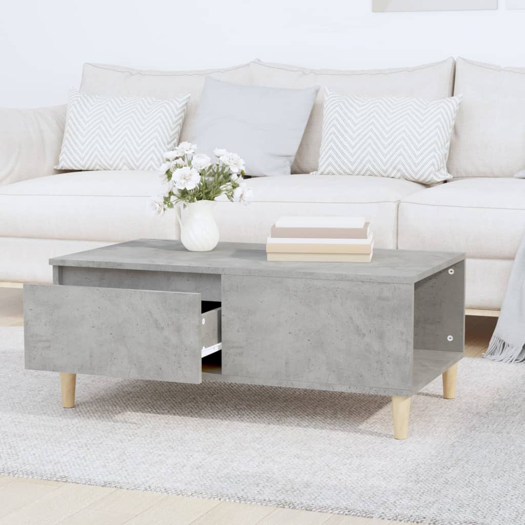 betonszürke szerelt fa dohányzóasztal 90x50x36,5 cm