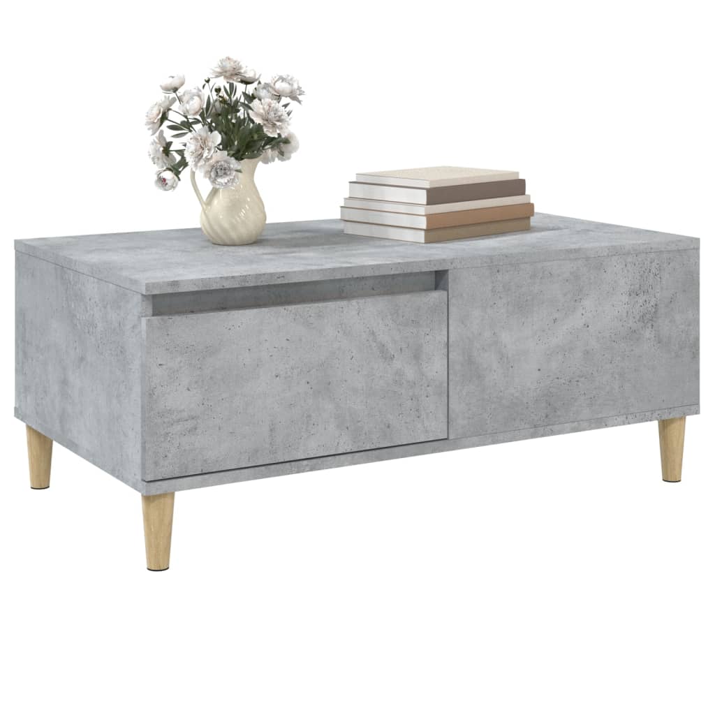 betonszürke szerelt fa dohányzóasztal 90x50x36,5 cm