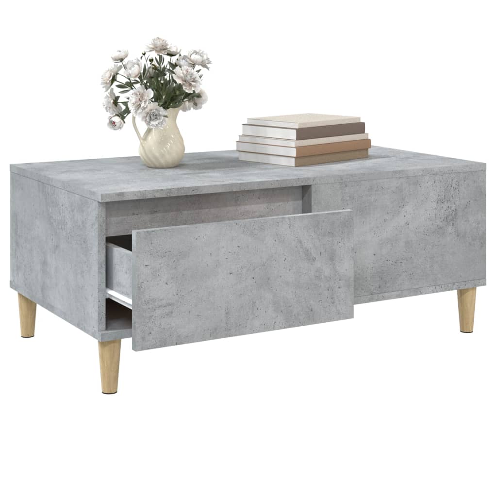 betonszürke szerelt fa dohányzóasztal 90x50x36,5 cm