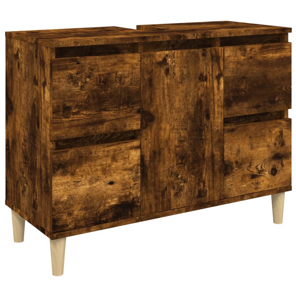 füstös tölgy színű szerelt fa mosdószekrény 80 x 33 x 60 cm