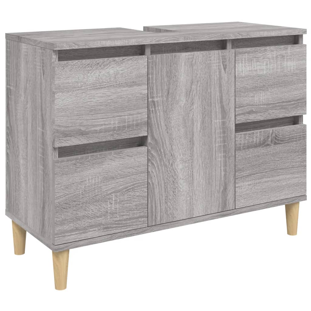 szürke sonoma színű szerelt fa mosdószekrény 80 x 33 x 60 cm