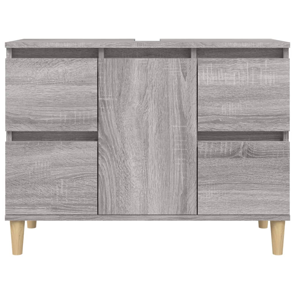 szürke sonoma színű szerelt fa mosdószekrény 80 x 33 x 60 cm