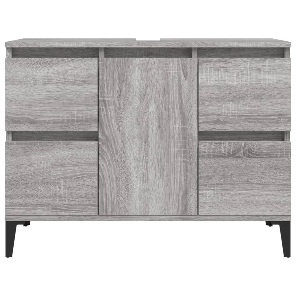 szürke sonoma színű szerelt fa mosdószekrény 80 x 33 x 60 cm