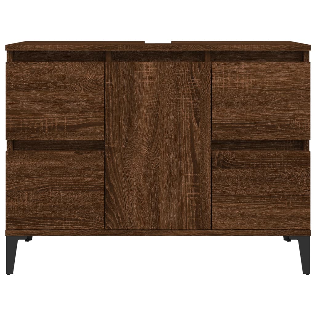barna tölgyszínű szerelt fa mosdószekrény 80 x 33 x 60 cm