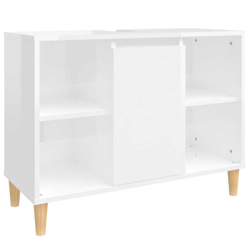 magasfényű fehér szerelt fa mosdószekrény 80 x 33 x 60 cm