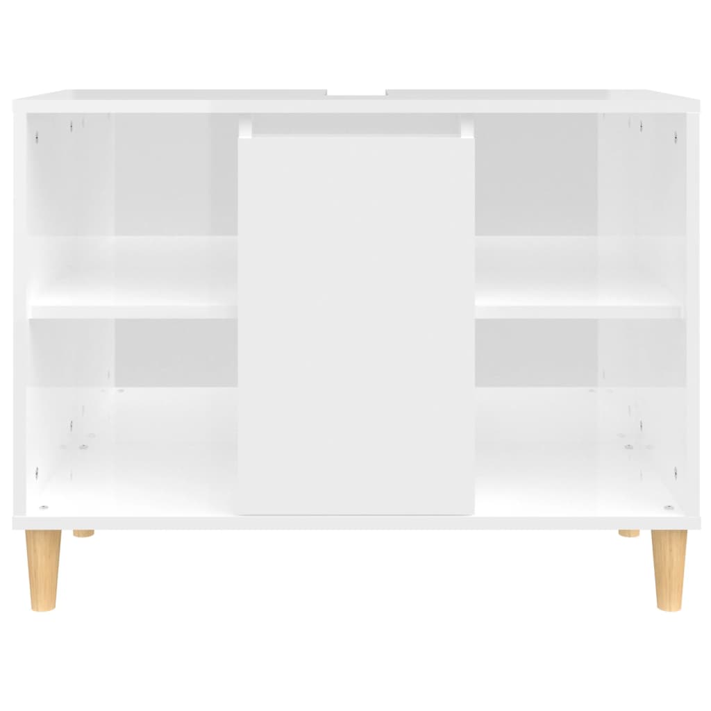 magasfényű fehér szerelt fa mosdószekrény 80 x 33 x 60 cm