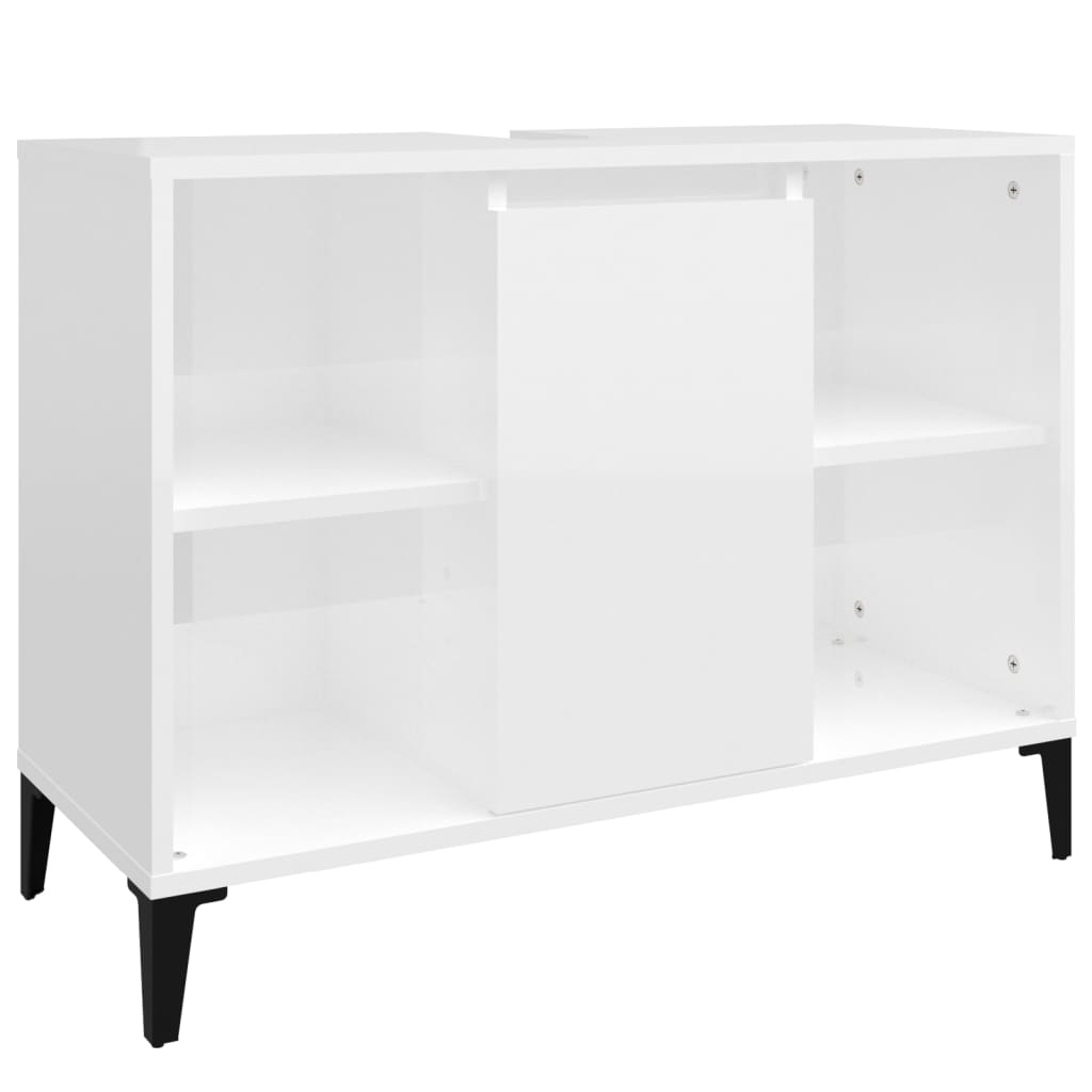magasfényű fehér szerelt fa mosdószekrény 80 x 33 x 60 cm