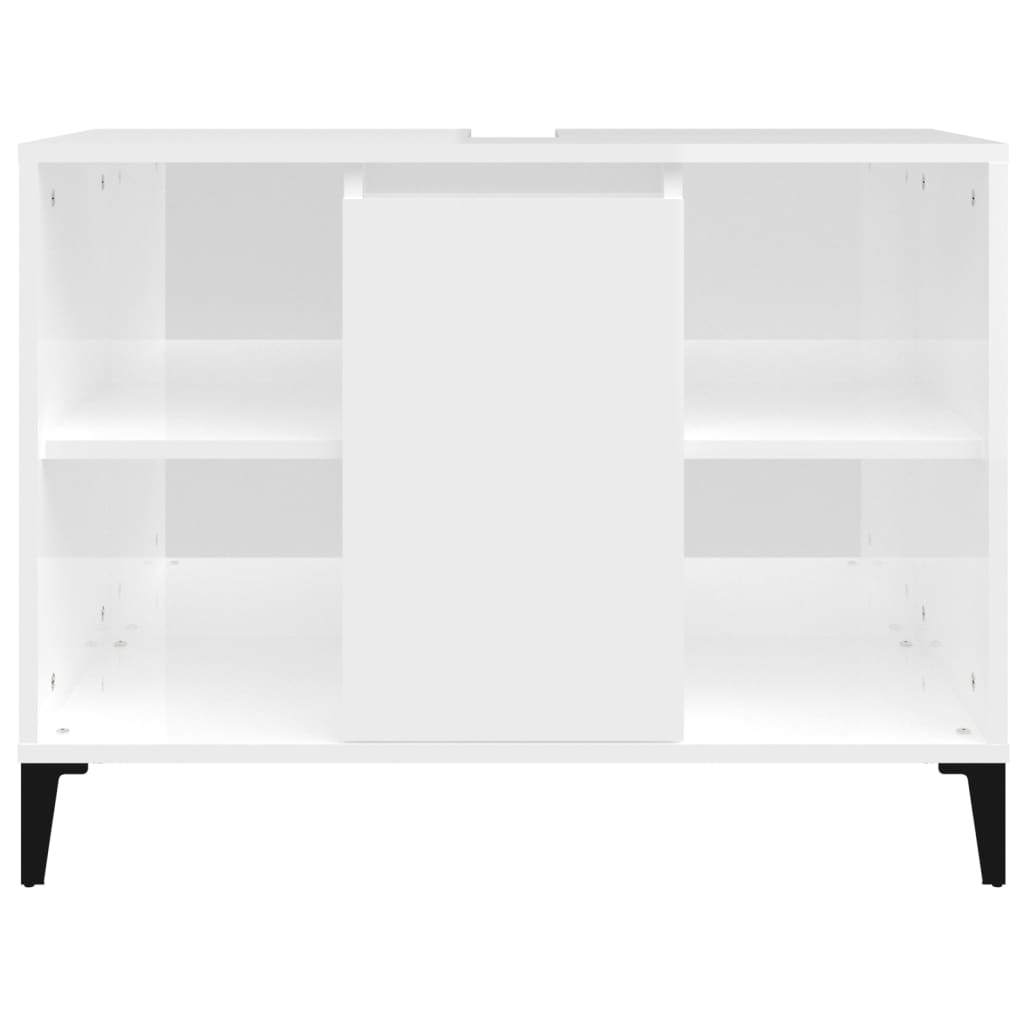 magasfényű fehér szerelt fa mosdószekrény 80 x 33 x 60 cm