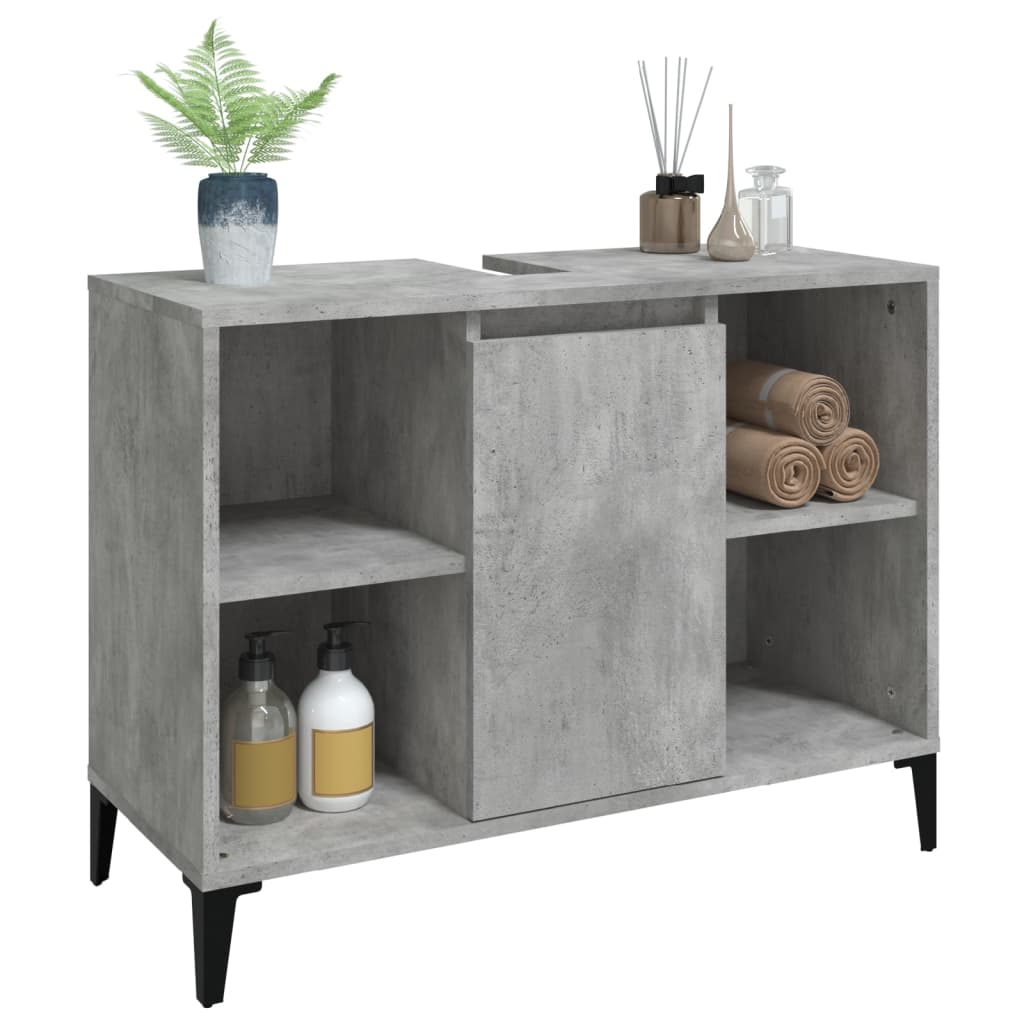 betonszürke szerelt fa mosdószekrény 80 x 33 x 60 cm