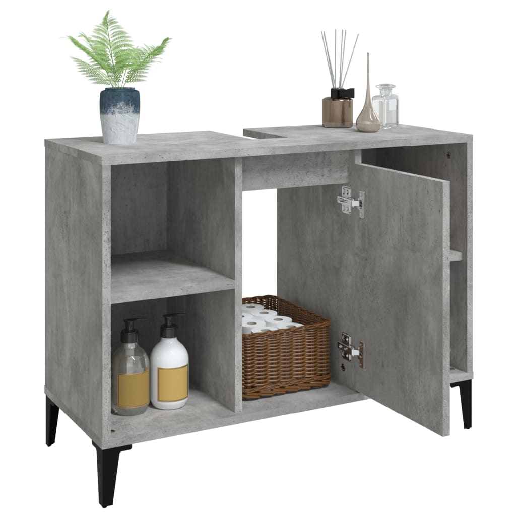 betonszürke szerelt fa mosdószekrény 80 x 33 x 60 cm