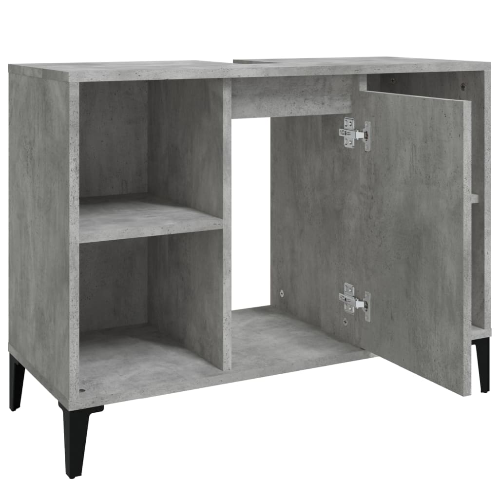 betonszürke szerelt fa mosdószekrény 80 x 33 x 60 cm