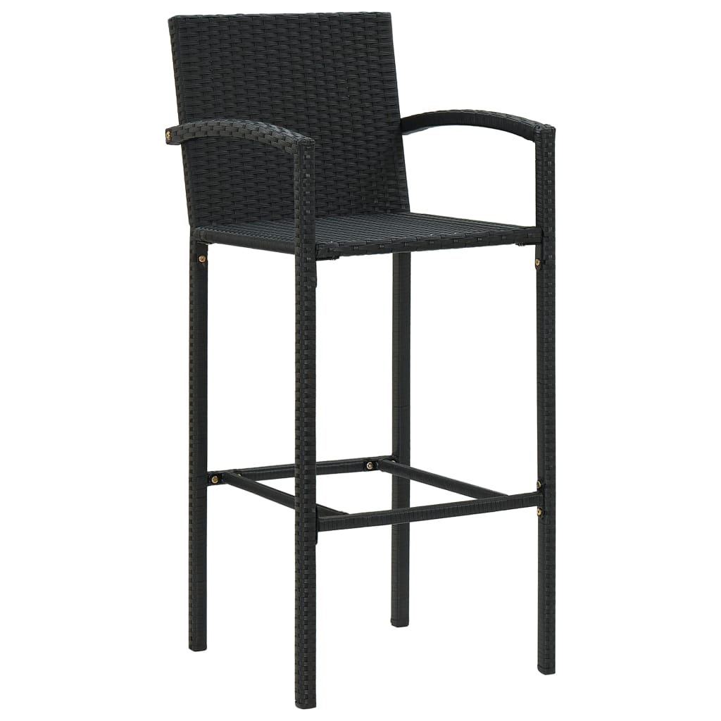 4 db fekete polyrattan bárszék