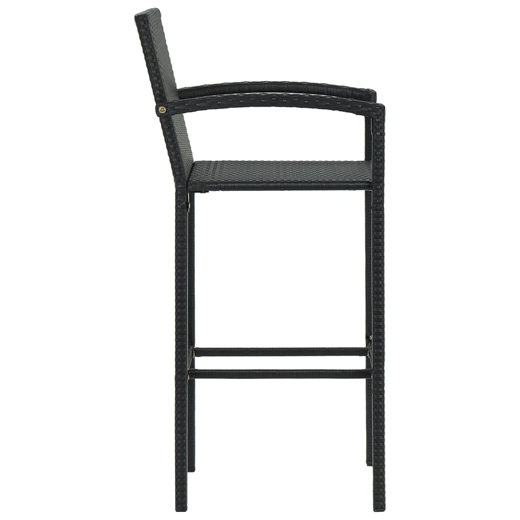 4 db fekete polyrattan bárszék