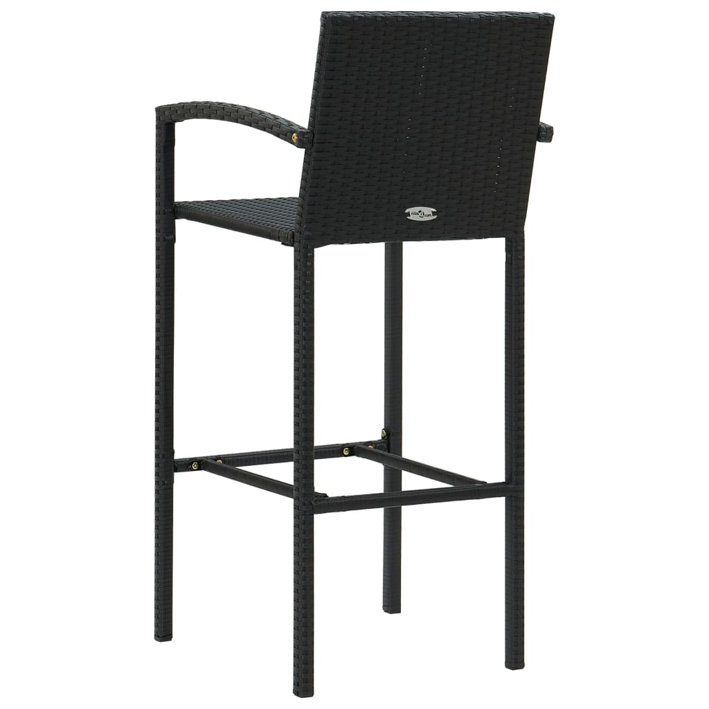 4 db fekete polyrattan bárszék