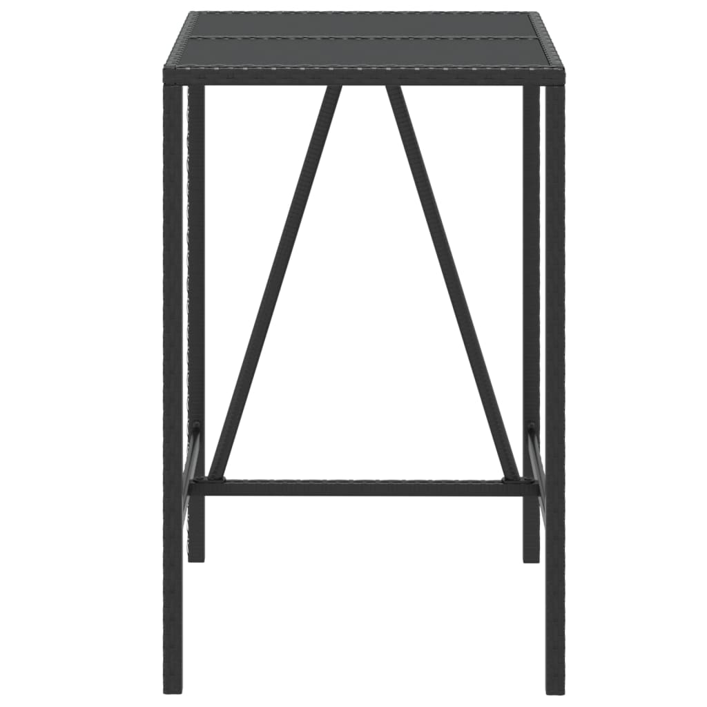 fekete polyrattan üveglapos bárasztal 70 x 70 x 110 cm