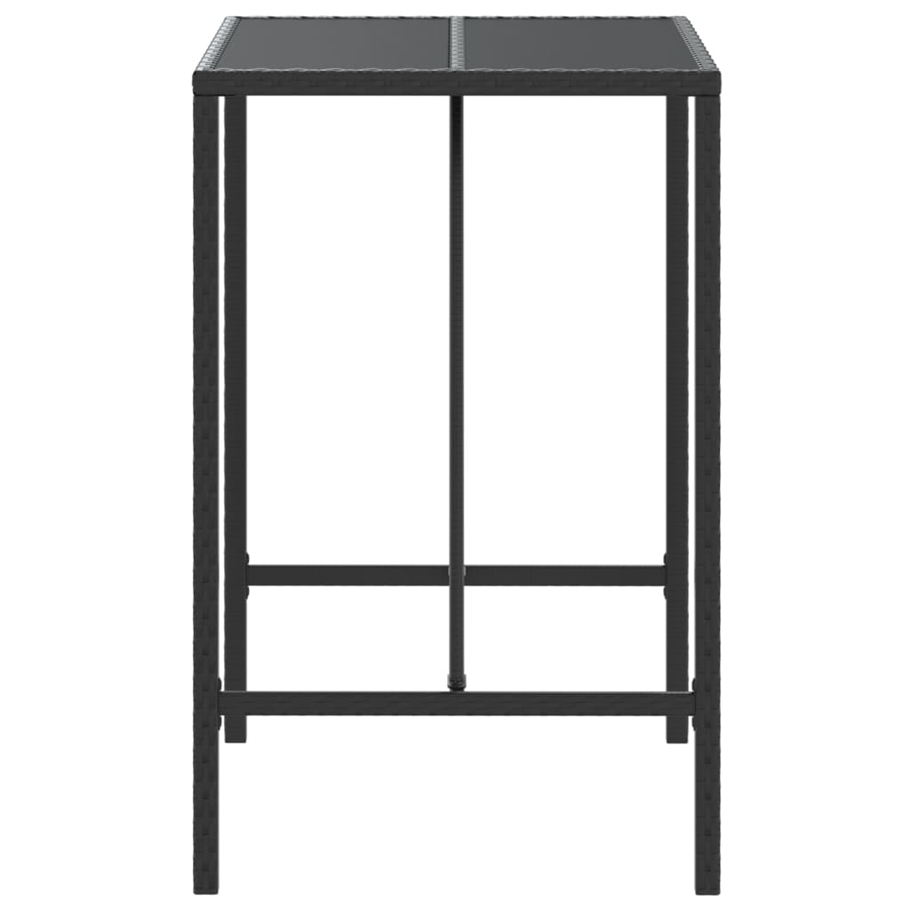 fekete polyrattan üveglapos bárasztal 70 x 70 x 110 cm