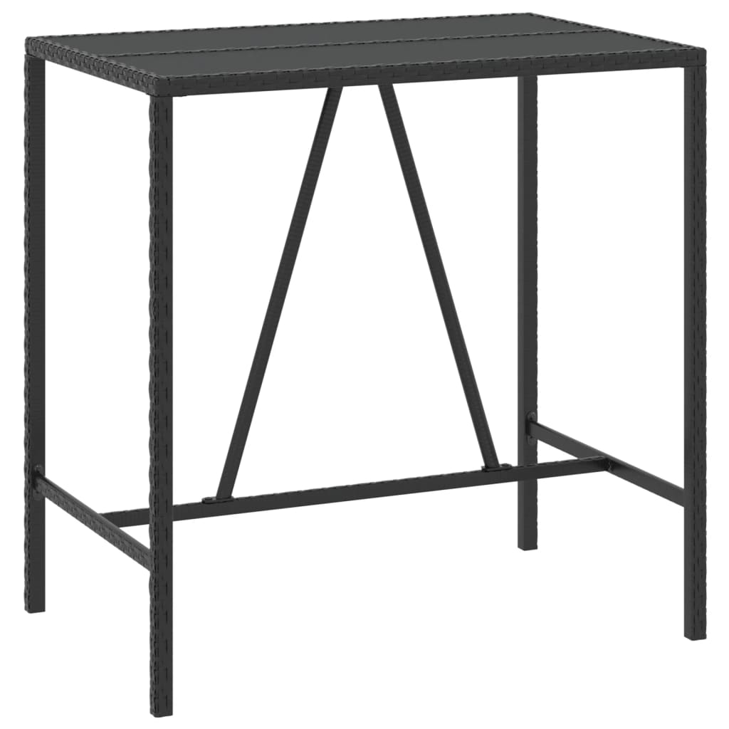 fekete polyrattan üveglapos bárasztal 110 x 70 x 110 cm