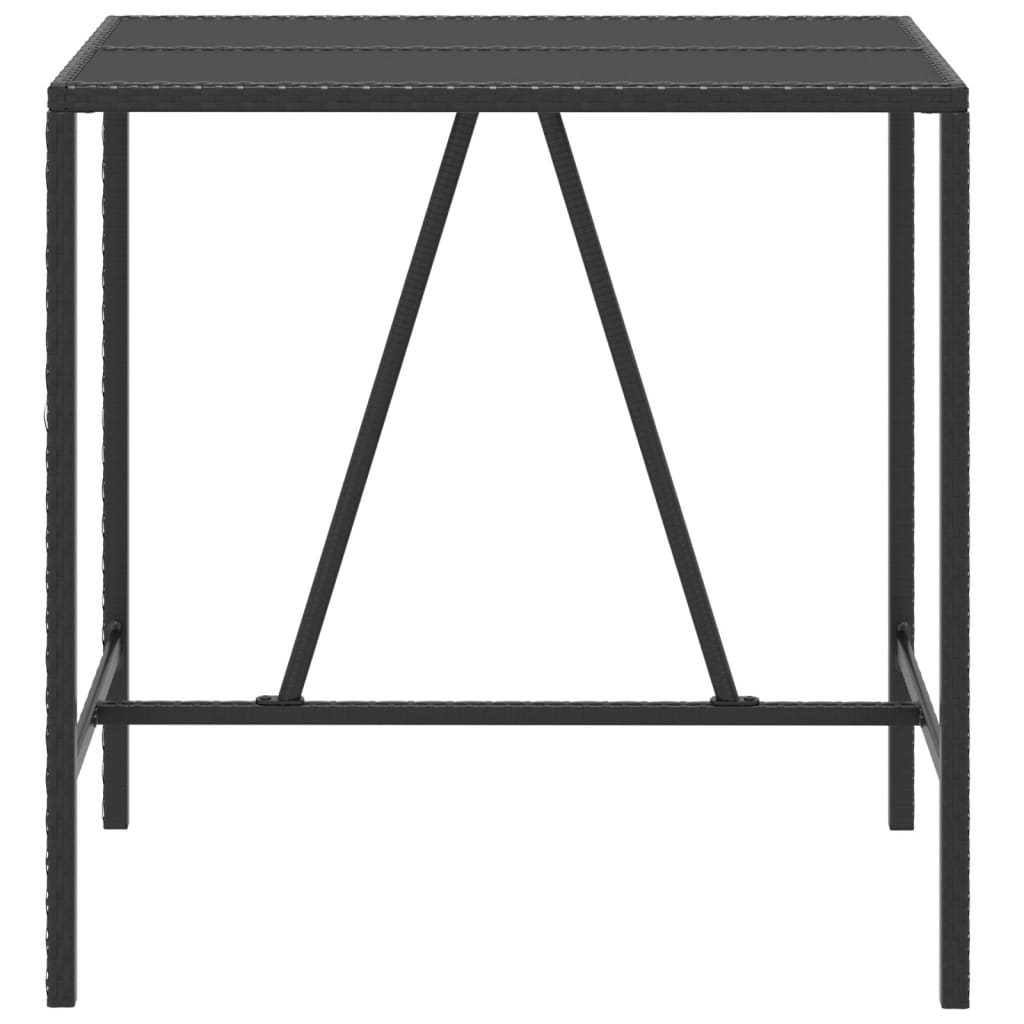 fekete polyrattan üveglapos bárasztal 110 x 70 x 110 cm