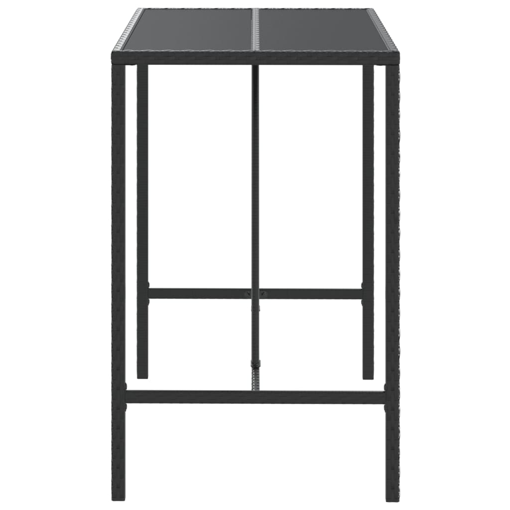 fekete polyrattan üveglapos bárasztal 110 x 70 x 110 cm