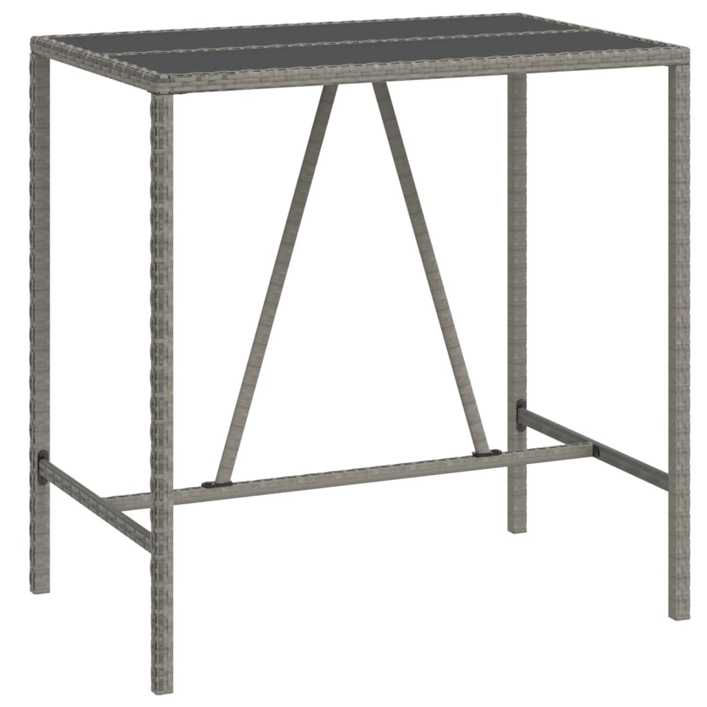 szürke polyrattan üveglapos bárasztal 110 x 70 x 110 cm