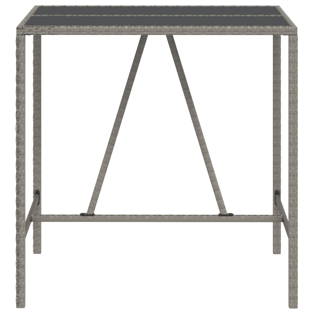 szürke polyrattan üveglapos bárasztal 110 x 70 x 110 cm