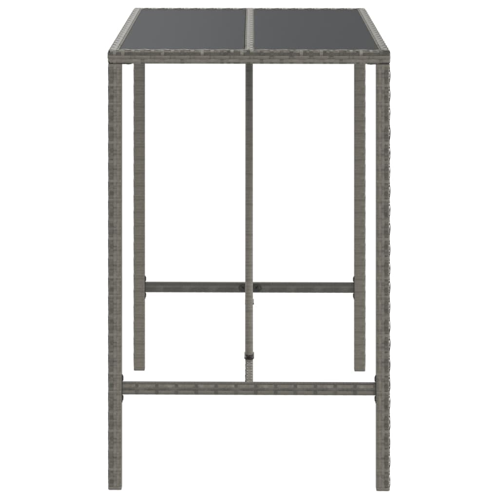 szürke polyrattan üveglapos bárasztal 110 x 70 x 110 cm