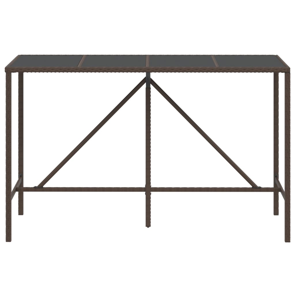 barna polyrattan üveglapos bárasztal 180 x 70 x 110 cm