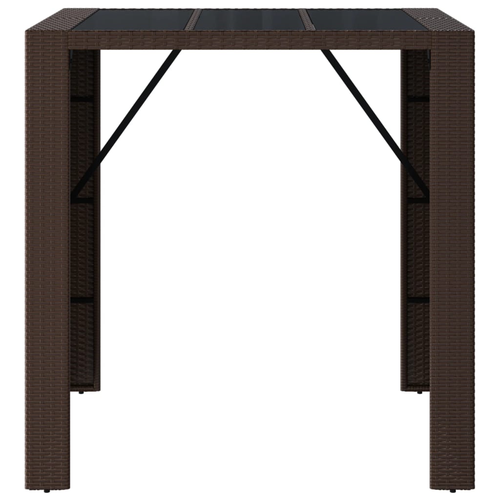barna polyrattan kerti asztal üveglappal 105 x 80 x 110 cm