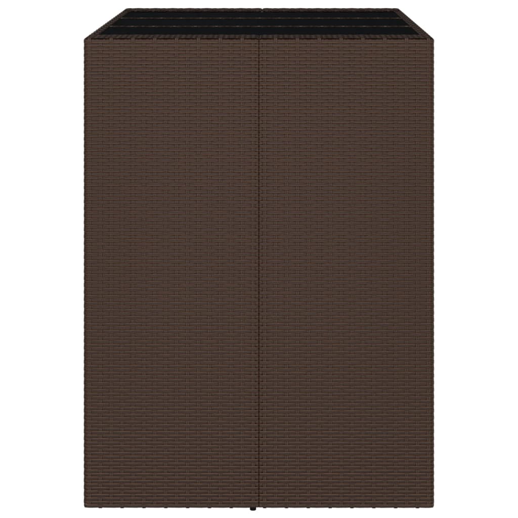 barna polyrattan kerti asztal üveglappal 105 x 80 x 110 cm