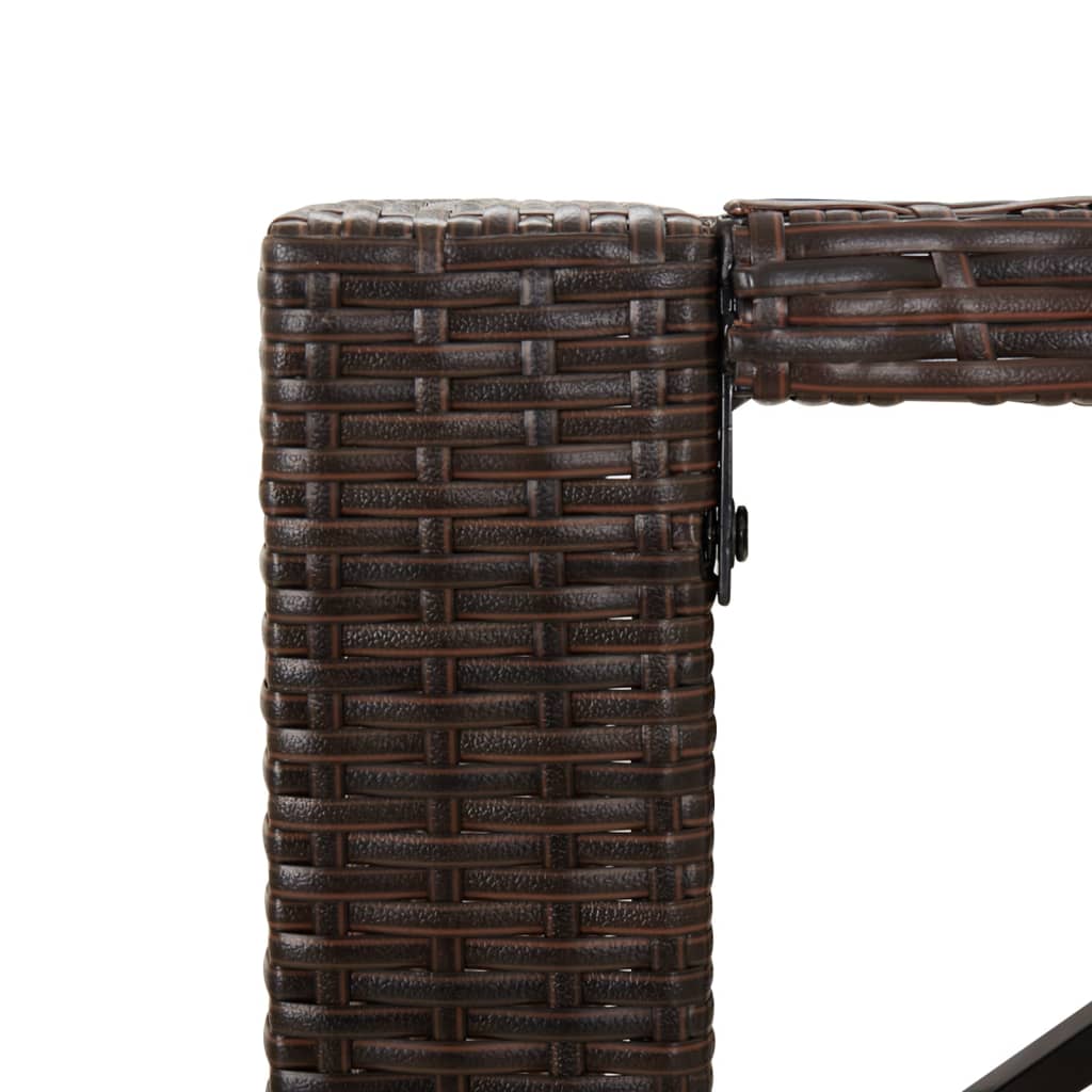 barna polyrattan kerti asztal üveglappal 105 x 80 x 110 cm