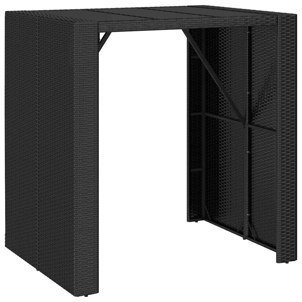 fekete polyrattan üveglapos bárasztal 105 x 80 x 110 cm