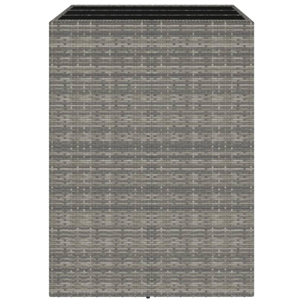 szürke polyrattan üveglapos kerti asztal 105 x 80 x 110 cm