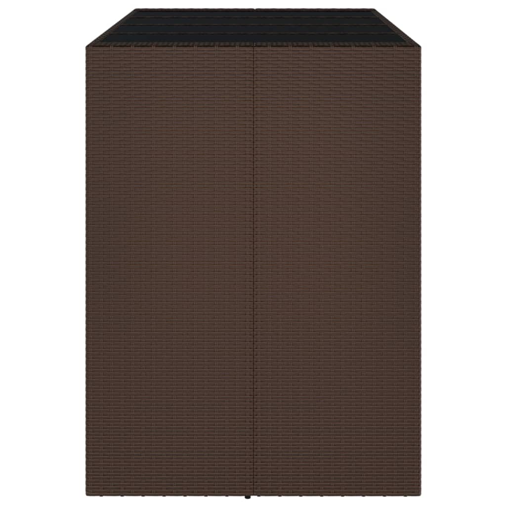 barna polyrattan kerti asztal üveglappal 145 x 80 x 110 cm