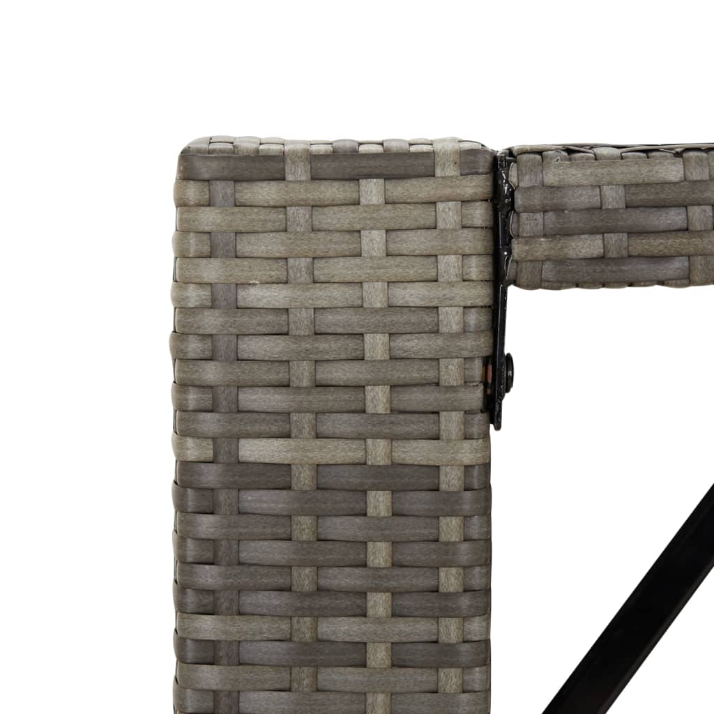 szürke polyrattan üveglapos kerti asztal 145 x 80 x 110 cm