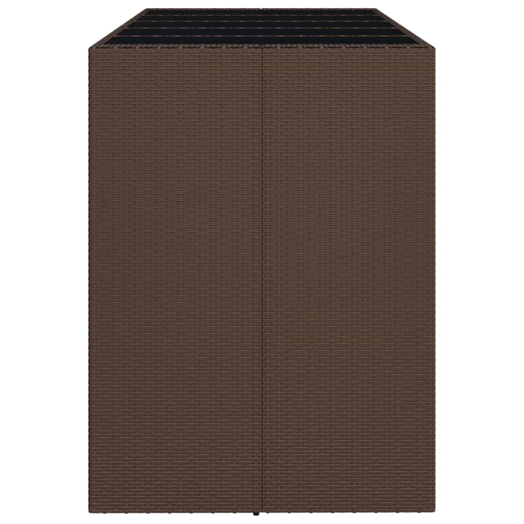 barna polyrattan kerti asztal üveglappal 185 x 80 x 110 cm
