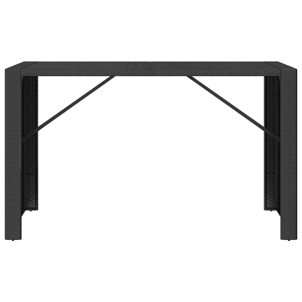 fekete polyrattan üveglapos bárasztal 185 x 80 x 110 cm