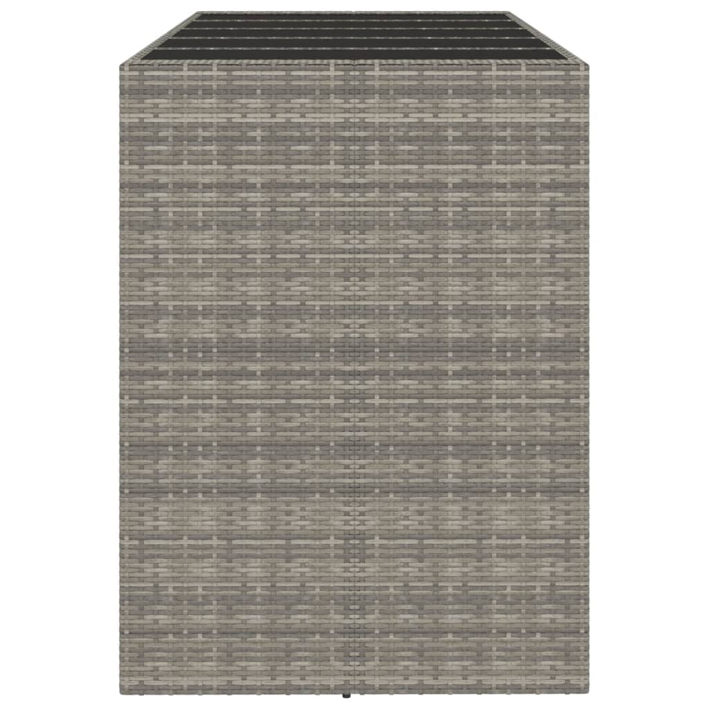 szürke polyrattan üveglapos kerti asztal 185 x 80 x 110 cm